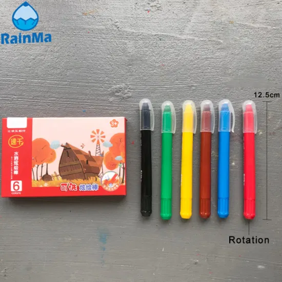 Silky Washable Gel Wex Crayon 6 colori Pastelli per pittura per bambini ad asciugatura rapida